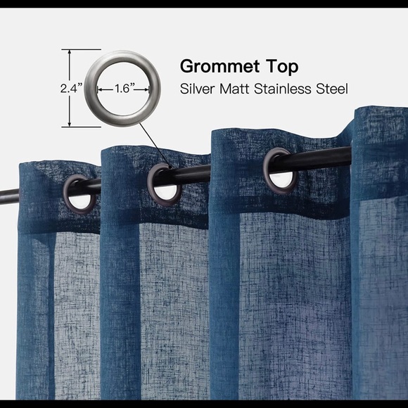 Sheer curtains navy blue 54 x 96 - Picture 3 of 5